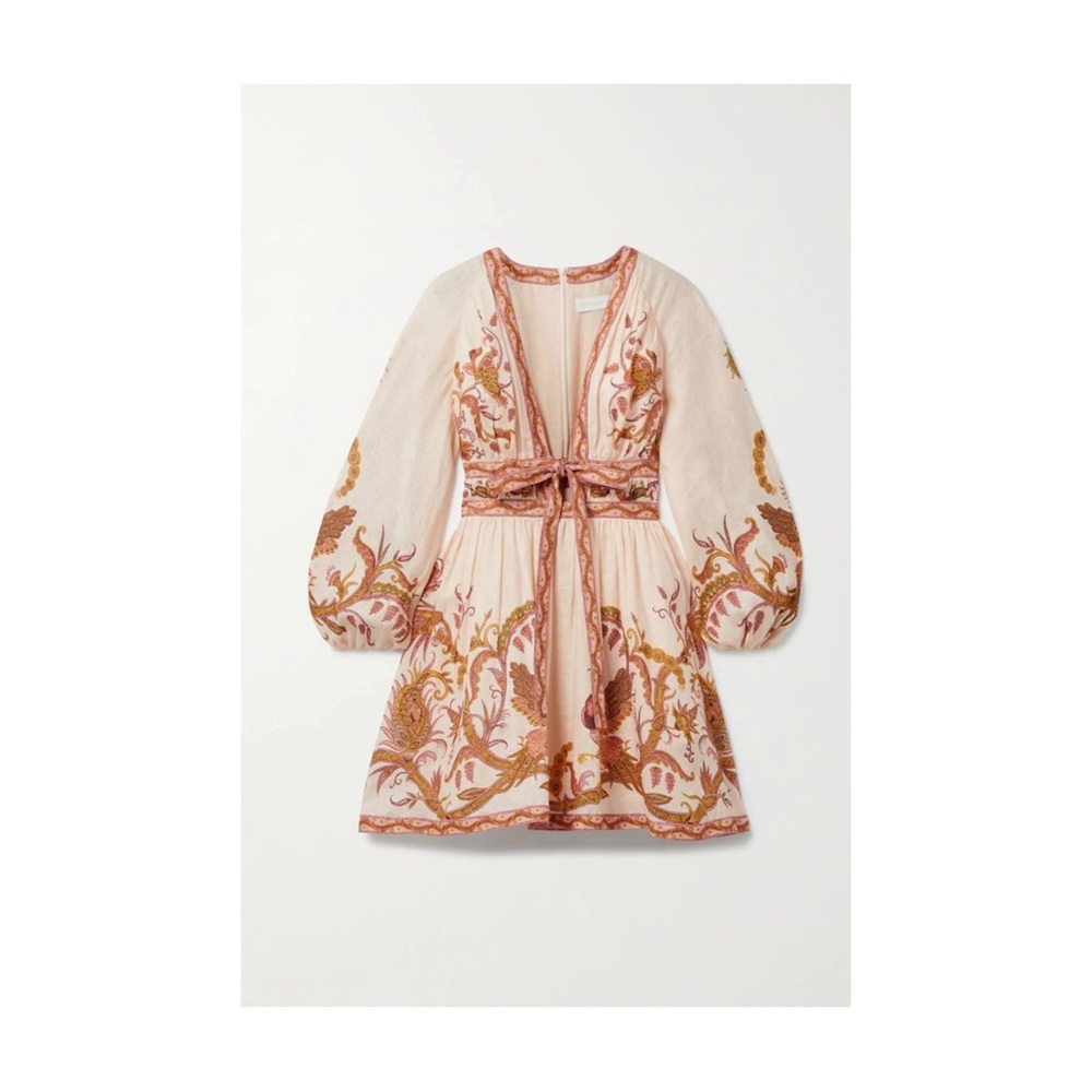 Zimmerman Cassia Plunge Neck Mini Dress